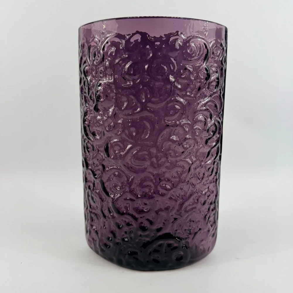 Blenko 6731 Plum Textured Art Glass Vase Joel Philip‎ Myers Purple MCM